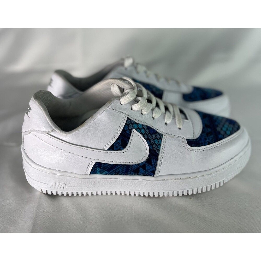 Air Force 1- Blue Black Green Embroidered Air Force 1 '07  Shoe White Size 7